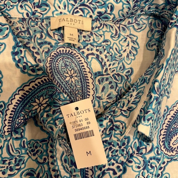 NWT Talbots Paisley cotton  button down shirt - Picture 8 of 10